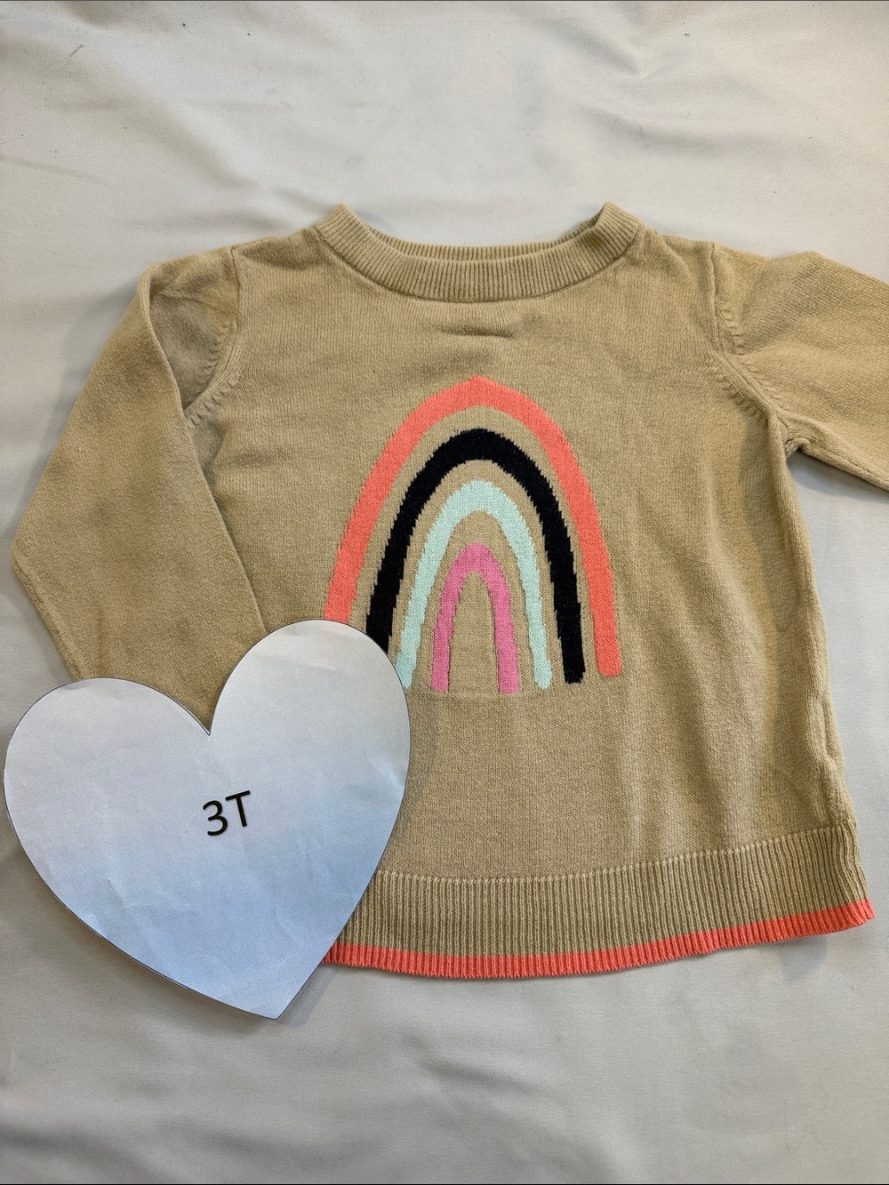 GAP Beige Sweater with Multicolor Rainbow